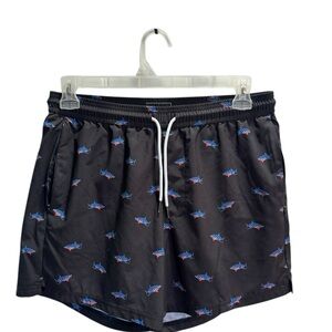 Stylish Black Swim Trunks with Shark Pattern